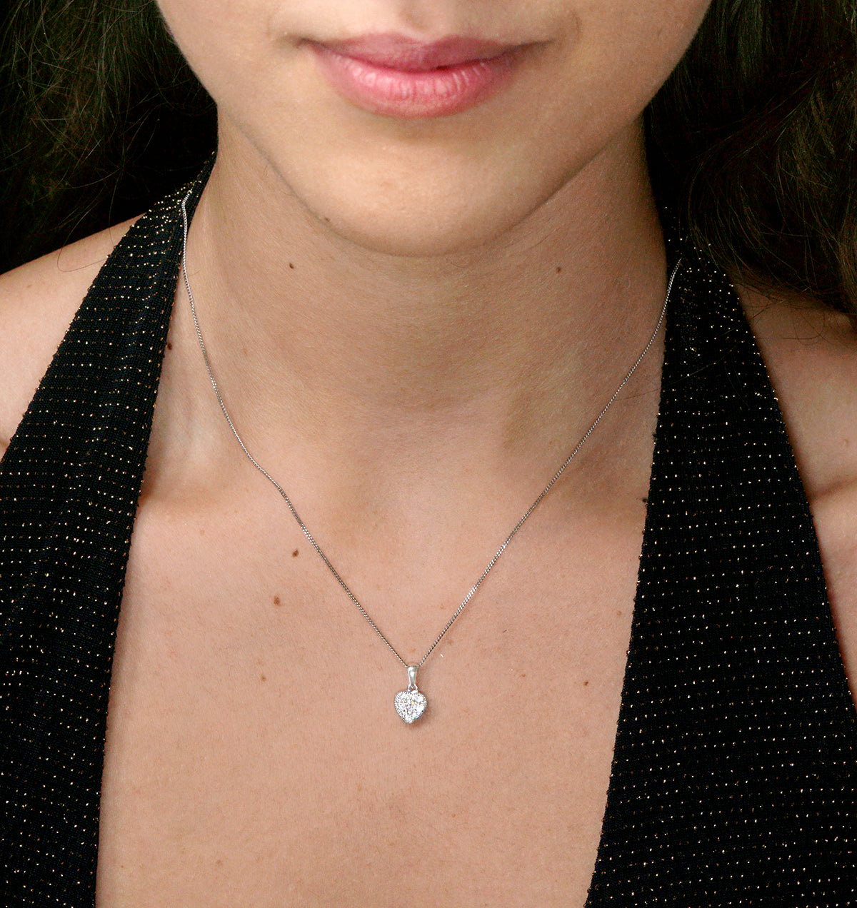 Lab Diamond Heart Pendant Necklace 0.25ct H/Si in 9K White Gold